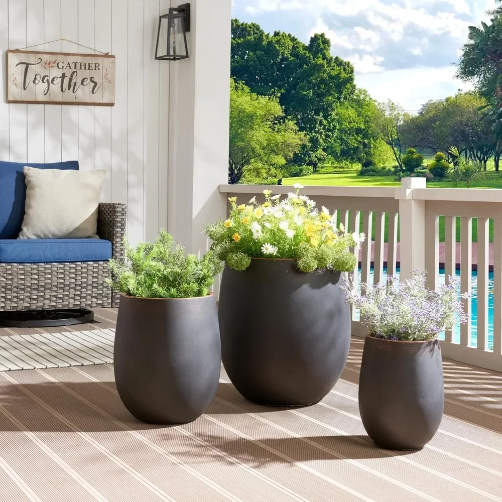 

Fashionable Product 17.7"+13.3"+9.5" Dia Round Concrete Planter Set of 3