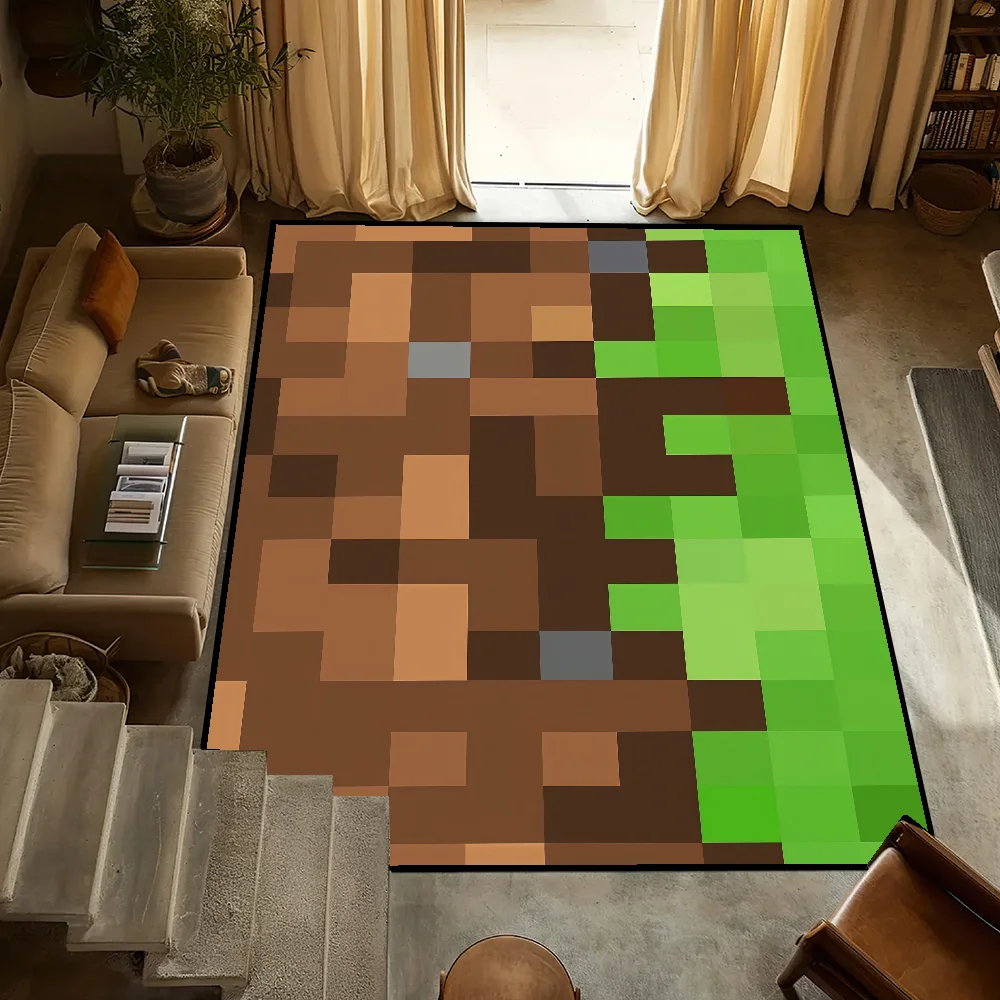 NONE kleiner Teppich, rutschfest, Pixel, Küche, Schlafzimmer, handgefertigt, Fanart M-MCs-S, getufteter Teppich, quadratisches Spiel, Wohnzimmer, Eingang, Dekoration 3