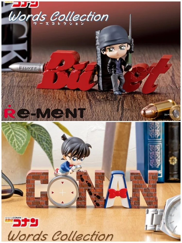 Re-ment Detective Conan Collection de figurines mystère Anime Kaito Kid Toru Amuro Gin Ai Haibara Décoration de bureau pour collectionneurs