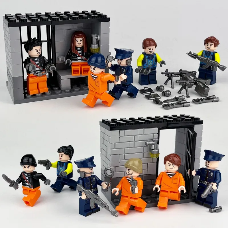 

Cross-border wholesale M8119 M8025 police chase fugitive building block minifigures small particles mosaic toy bags