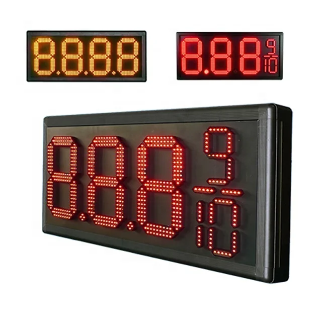 Outdoor Waterproof 8'' 12'' 16'' 18'' 20'' Inch LED Display Board For Gas Station Digital Changeable Fuel Price Display