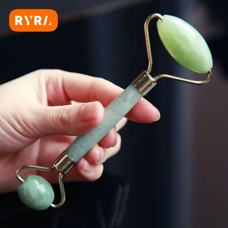 Dropshipping Natural Jade Stone Massage Roller Guasha Scraper Face Massager Facical Massage Face-lifting detox beauty equipment