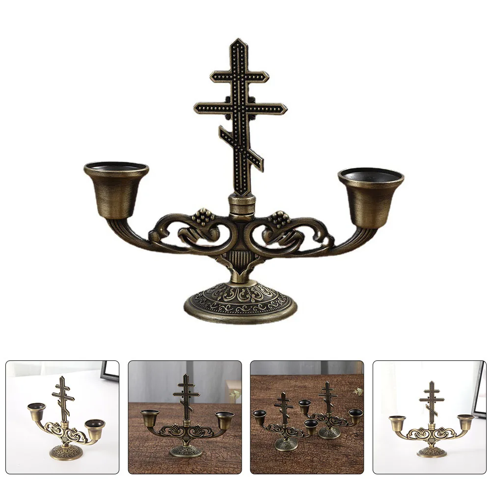 

Double Headed Holder Metal Zinc Alloy Vintage Style European Desktop Decor Wedding Party Candlesticks for Aromatherapy