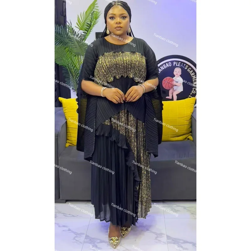 Miyake Plissee Nahen Osten Neue Cape Top Rock Set Asymmetrische Elegante Plus Größe frauen Kleid Afrikanischen Dance Party Kostüm