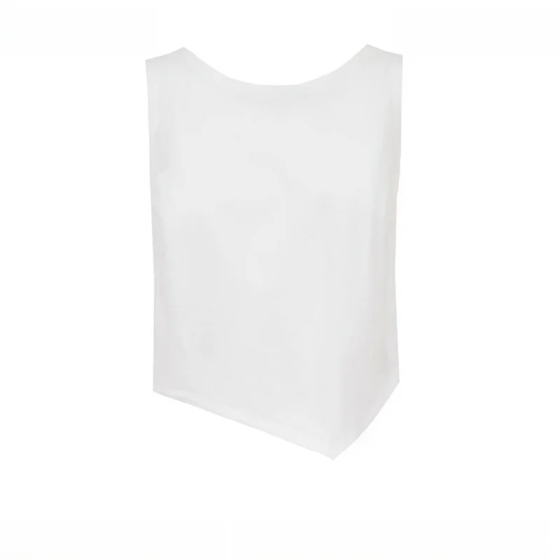 

Summer 2025 Asymmetric Trim Knot Pure Color ort Comfortable round Ne Svel Chiffon Top Women's Faion Commute Sle