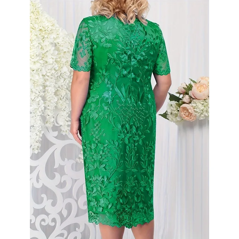 Plus size Women's Dress New Large Size Women's Dress Spliced Embroidered Lace Slimming Slim Fit Cocktail Dress7134259#