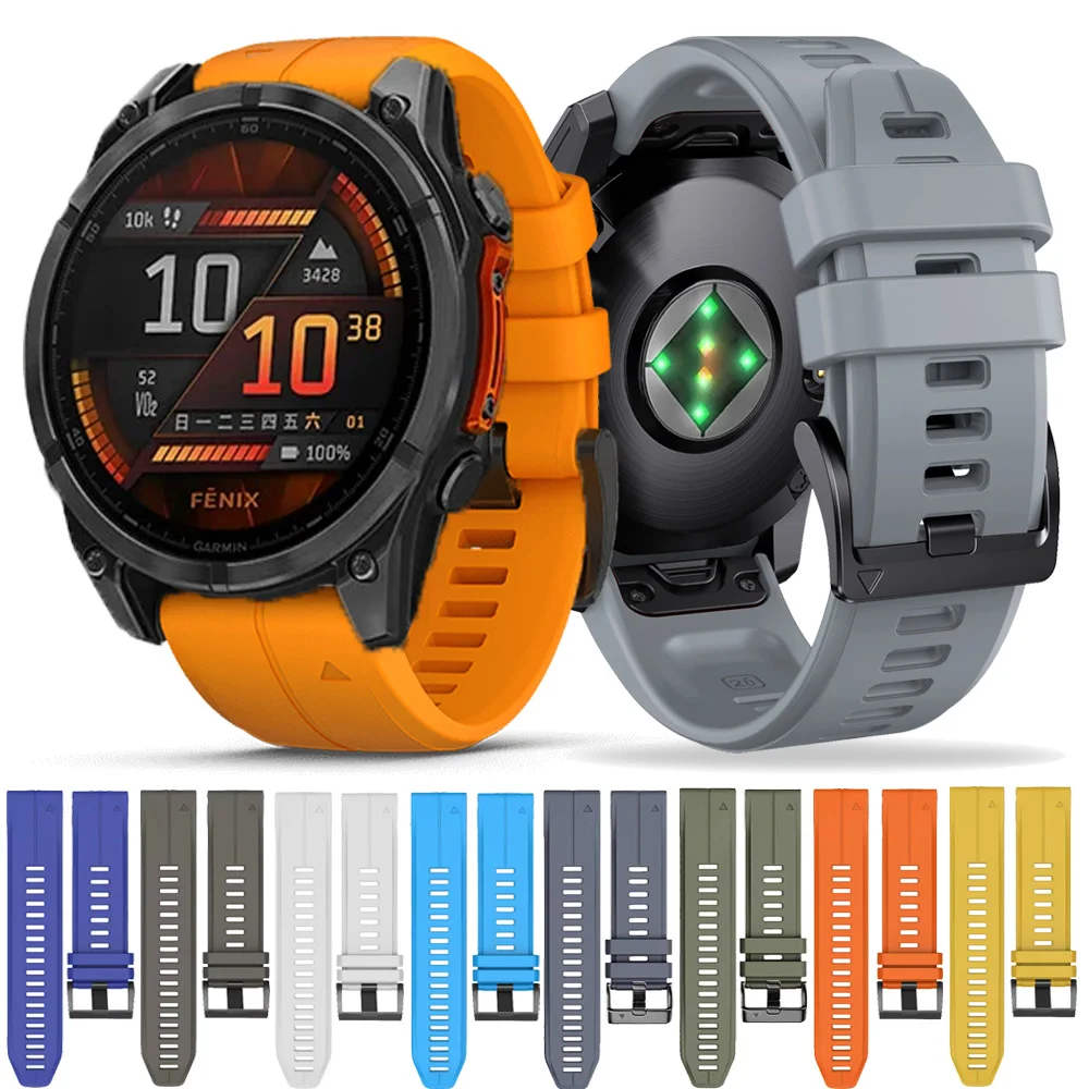 Sport Silicone Band For Garmin Fenix E 8 47 51mm 7 7X 6 6X 5 5XPlus Bracelet Enduro 3 2 Instinct 2X QuickFit 26 22mm Watch Strap