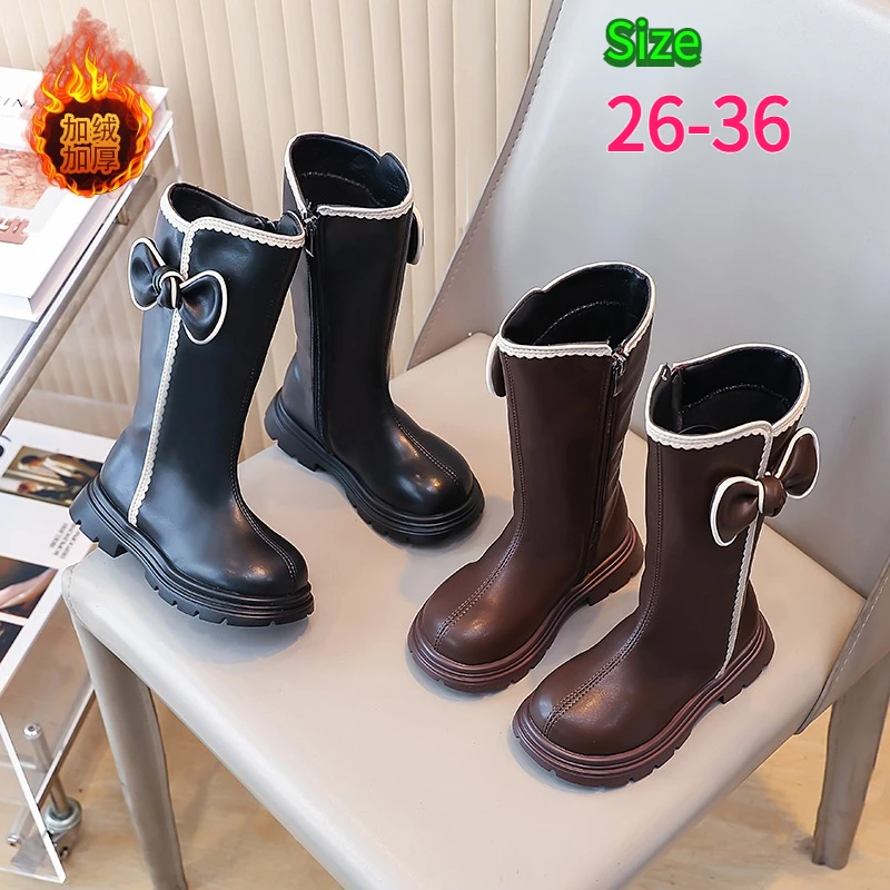 Kids Fashion Warm Boots Fall Winter Platform Thick Sole Girls Tall Boots High Top Shoes for Toddler Children Knee High Boots