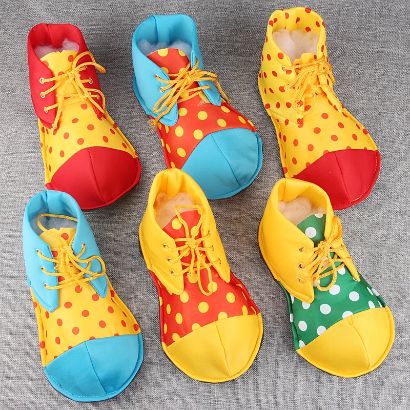 Children's Joker Shoes - Polka Dot Color blocked Joker Shoes, Halloween Party Shoes, Circus Props, Party Carnival Rainbow Shoes