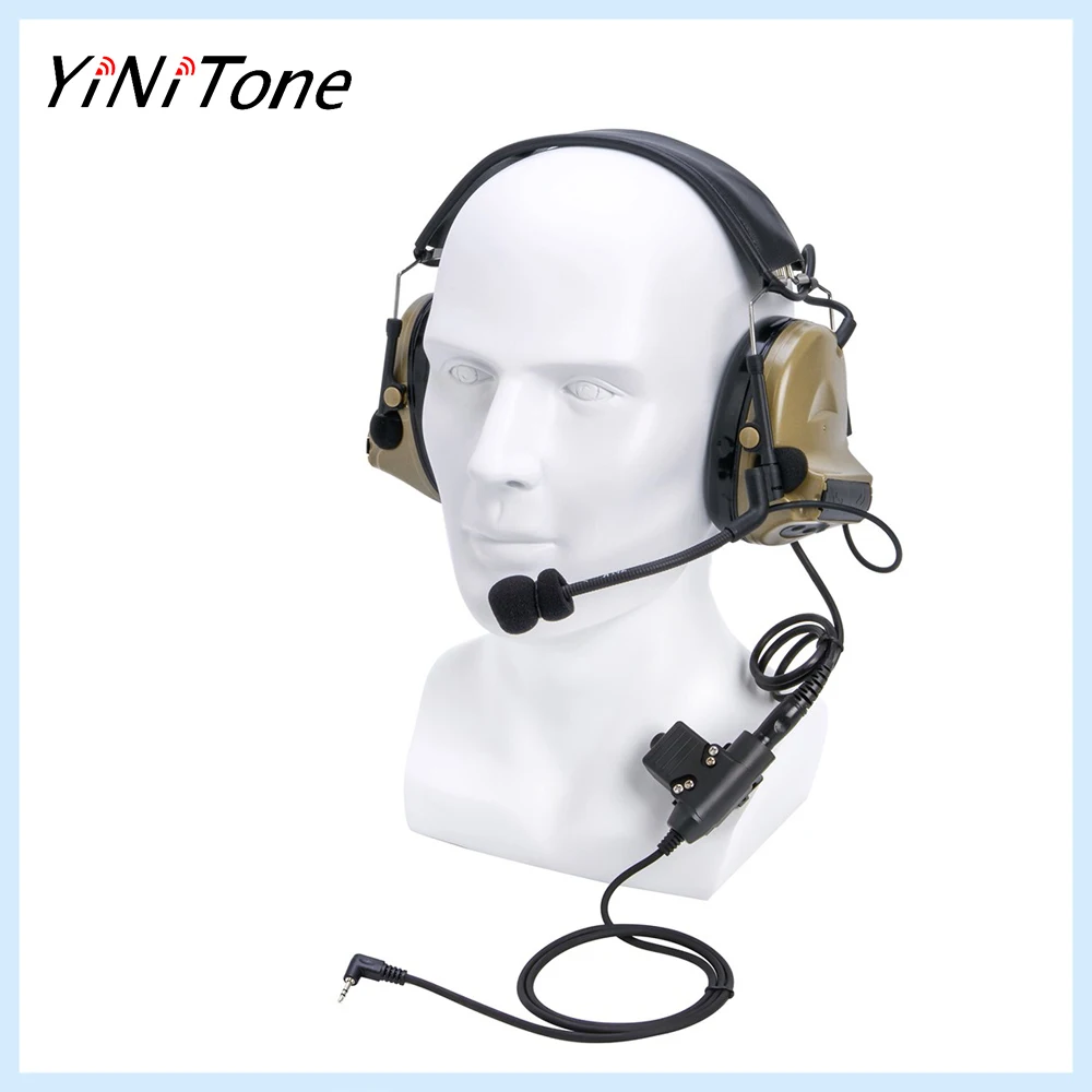 

Brown Aviation Pilot Headset Microphone Noise Reduction Hearing Protection Shooting Headphone U94 PTT For Motorola T5620 T6200 6