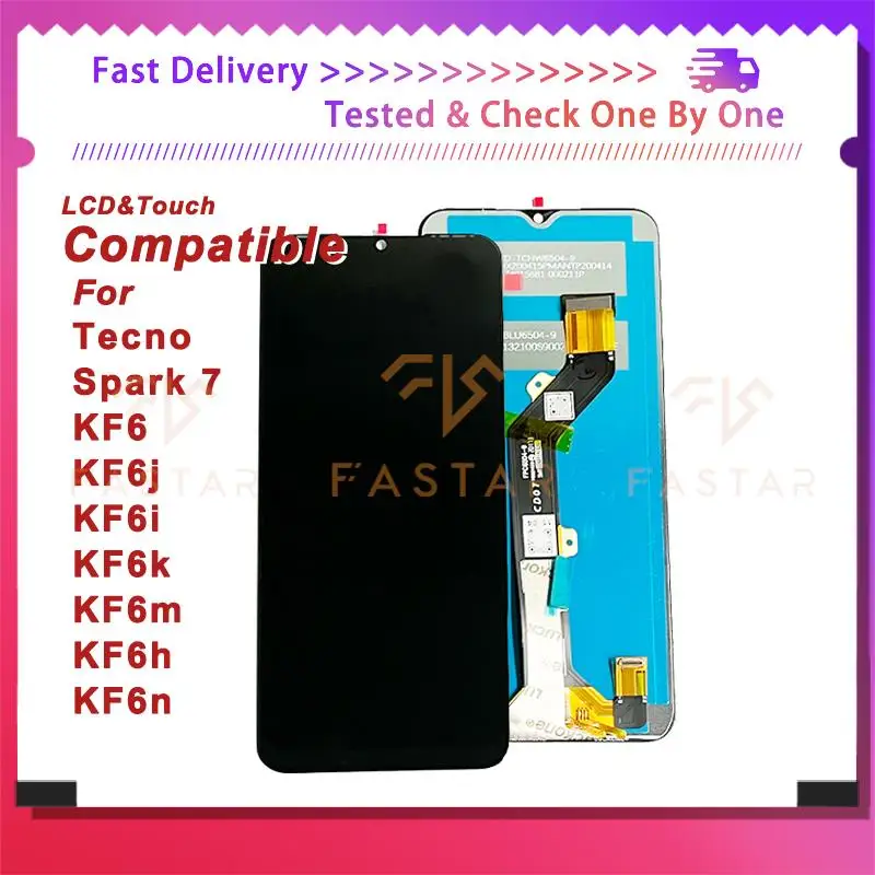 

KF6 6.5"Tested For Tecno Spark7 lcd KF6 KF6j KF6i KF6k LCD Display Touch Digitizer Assembly Replacement Screen Tecno Spark 7 lcd