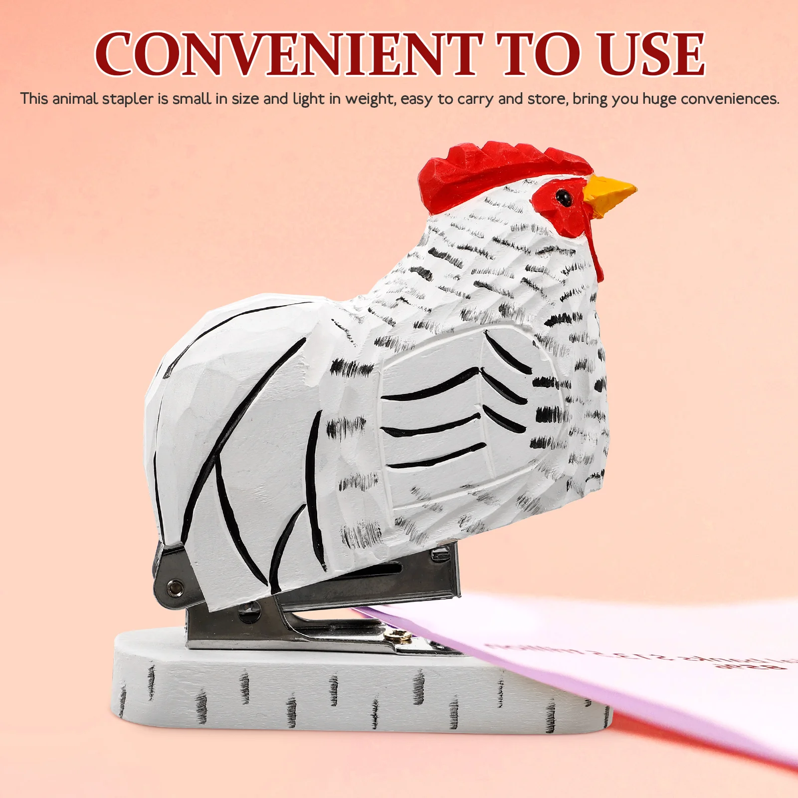 

Rooster Stapler Wood H made Cute Office Chicken Small Animal Decor Paper Tool Wooden Reusable Craft Staplers Funny