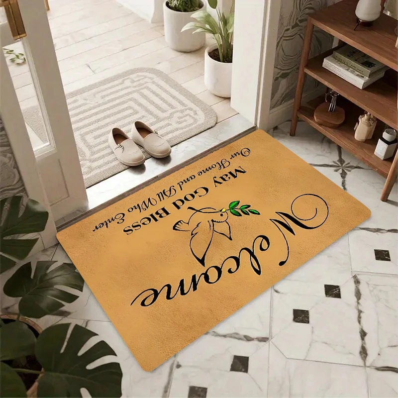 Easy Care Durable Doormat Minimal Cat Line Welcome Letter Floor Mat for Outdoor Entry Porch Home Decor Christmas & Thanksgiving