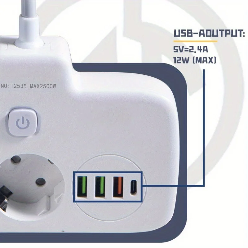 Wtyczka zasilania EU 2 gniazdo z 3 USB 1 Port typu C gniazdo elektryczne europejski Union Outlet Home Office Adapter 10cm rozszerzenie