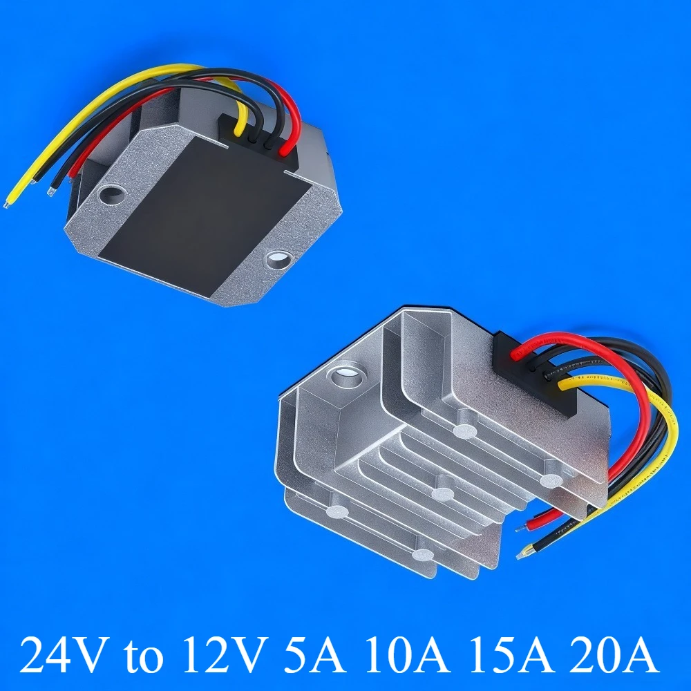 

24 volt to 12 volt 24V to 12V 5A 10A 15A 20A Regulator Buck Module DC DC Converter Step Down Voltage for Cars Solar