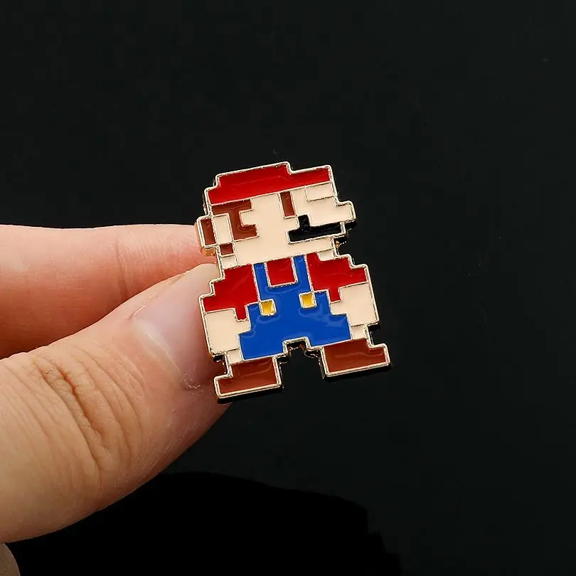 

Games Super Mario Metal Enamel Brooches Cartoon Cute Mosaic Mario Lapel Pin for Children Backpack Accessories Jewelry Gifts