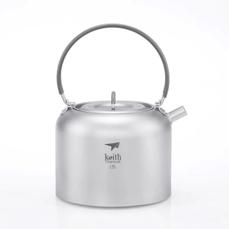 

Keith Titanium Kettle 1.5L Camping Picnic Cookware Titanium Teapot Ultralight Outdoor Camping Coffee Pot With String BagTi3907