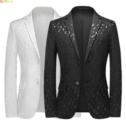 Spring New Men's Suit Jacket, Fashion Slim Blazer Coat, Black White Red Blue Terno Masculino Plus Size Men Outerwear Asian Size