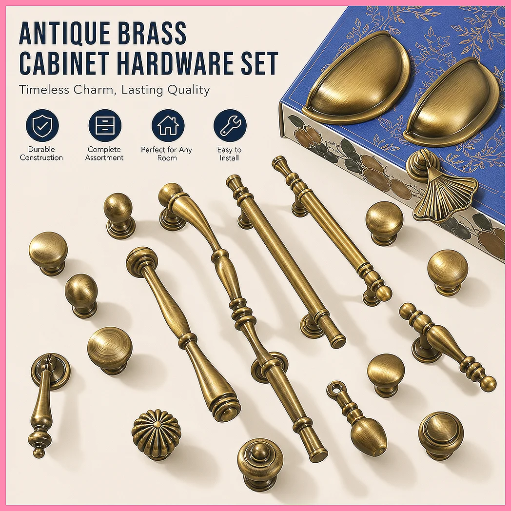 Antique Bronze Cabinet Handles Zinc Alloy Kitchen Drawer Knobs Cupboard Wardrobe Pulls Furniture Hardware Home Decoration