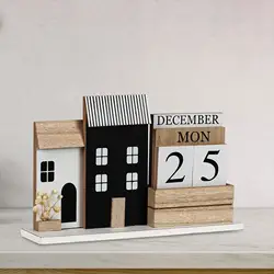 Perpetual Calendar Frame Ornaments Table Stylish Decor, Wood Desk Calendar Wooden Perpetual Calendar for Festival ,DIY