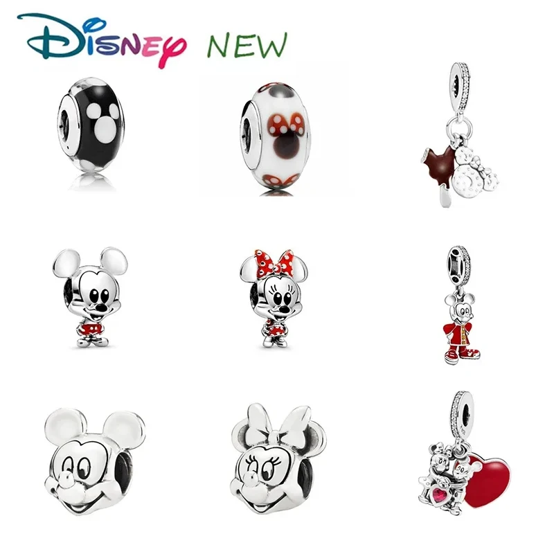 

New Disney Loose Beaded Charms for Women Mickey Minnie Bracelet Bangle Pendant Pandora Anime Jewelry Girl Kids Birthday Gifts