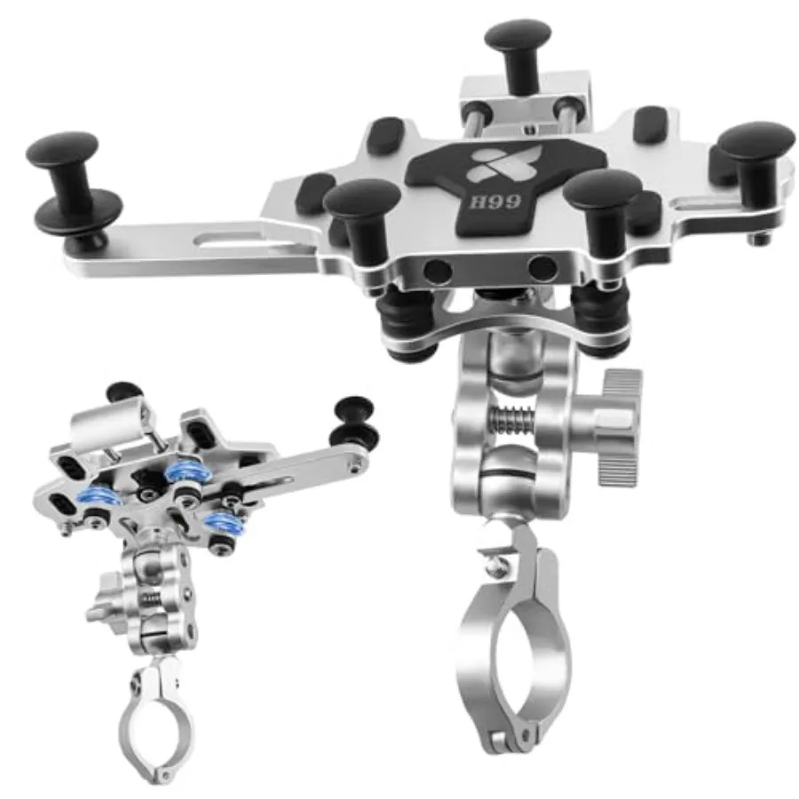 

Aluminum Alloy Motorcycle Phone Mount Holder [Dual Vibration Dampener] [Metal Adjustment Arm] Motorcycle Handlebar Accessoriesf