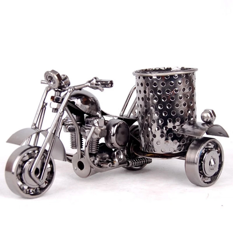 

Metal Crafts Office Ornaments Fashion Motorcycle Model Pen Holder Office Storage Tool Furnishing Decorations Black