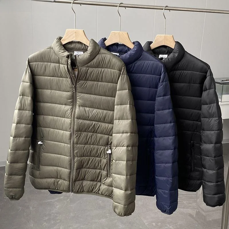 

Ultra-Light down Cotton Jaet Men's Autumn Winter Warmth Faion Casual Sle ket Design Stand Collar Regular Length