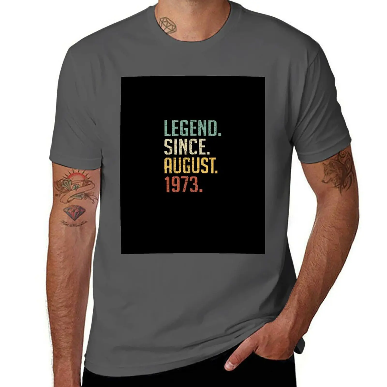 

Legend Since August 1973 47th Birthday Gift 47 Years Old Vintage August 1973 T-Shirt Fitness Training Breathable Tee