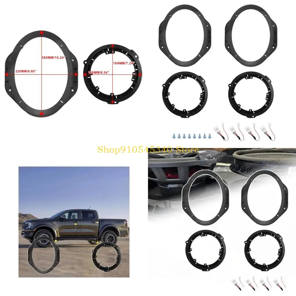 U2JA Speaker Mounting Adapters for Pickup Door Speaker Replacement, Injection Molded Brackets with Wiring Lead Ends for