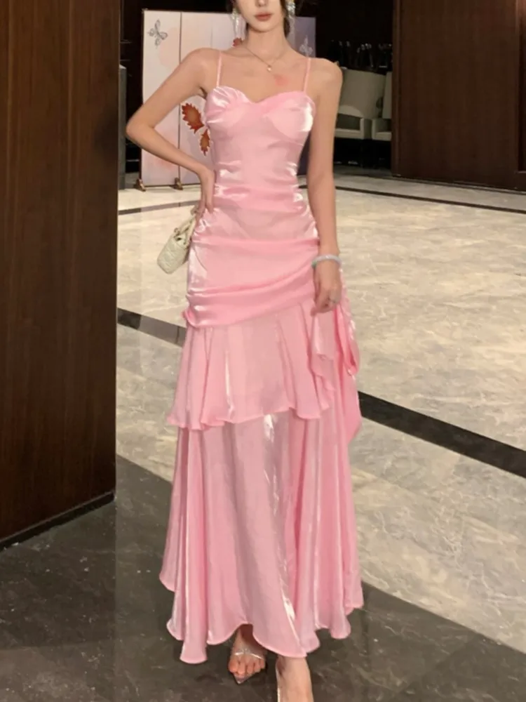 ผู้หญิงเซ็กซี่ชุดยาวฤดูร้อนภาษาฝรั่งเศสคํา Ruffled Vintage ชุดเดรสวันเกิด Party Prom ชุดราตรี 2025 ใหม่