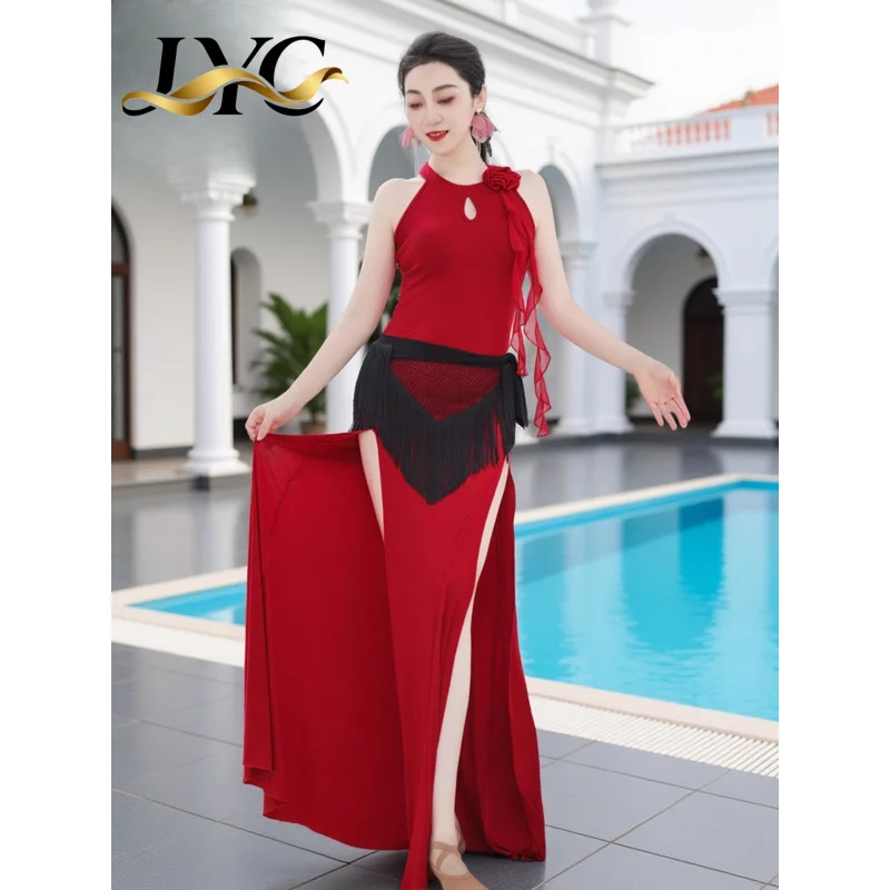 Nowa sukienka do ćwiczeń tańca brzucha ukrywająca brzuch, kostium sceniczny dla kobiet