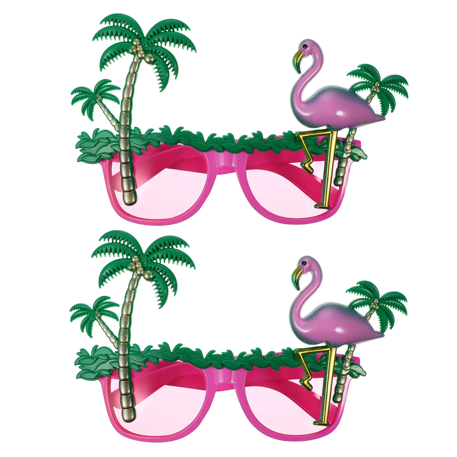 

2 Pcs Flamingo Eye Glasses Party Heart Sunglasses Photo Booth Props Hawaiian Decorations Banquet