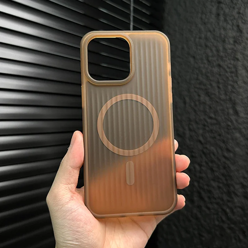 Luxuriöse Wellenmuster-Hülle für MagSafe Magnetisches Kabelloses Laden für iPhone 16 15 14 13 18Pro 17ProMax Stoßfeste Matte Abdeckung – Detail 12