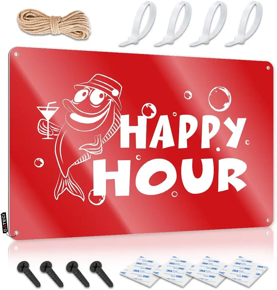 Funny Vintage Signs Happy Hour Fish Royal Tin Sign Man Cave Rules Home Signs Wall Decor (Size : 30X40CM)