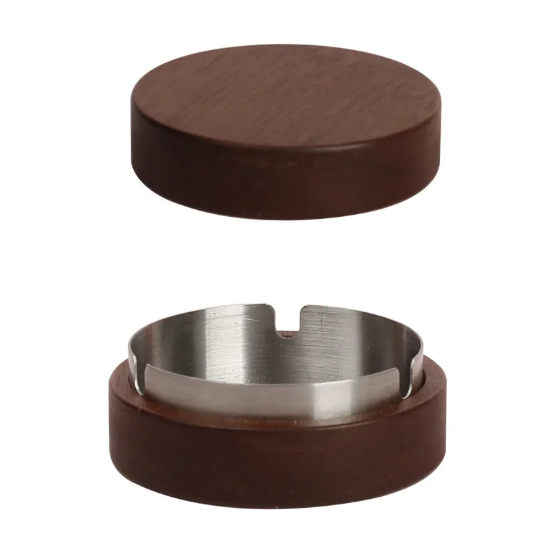 

Portable Cigarette Ashtray With Lid Pocket Wooden Metal Stainless Steel Outdoor Personal Smokeless Cigar Ash Tray