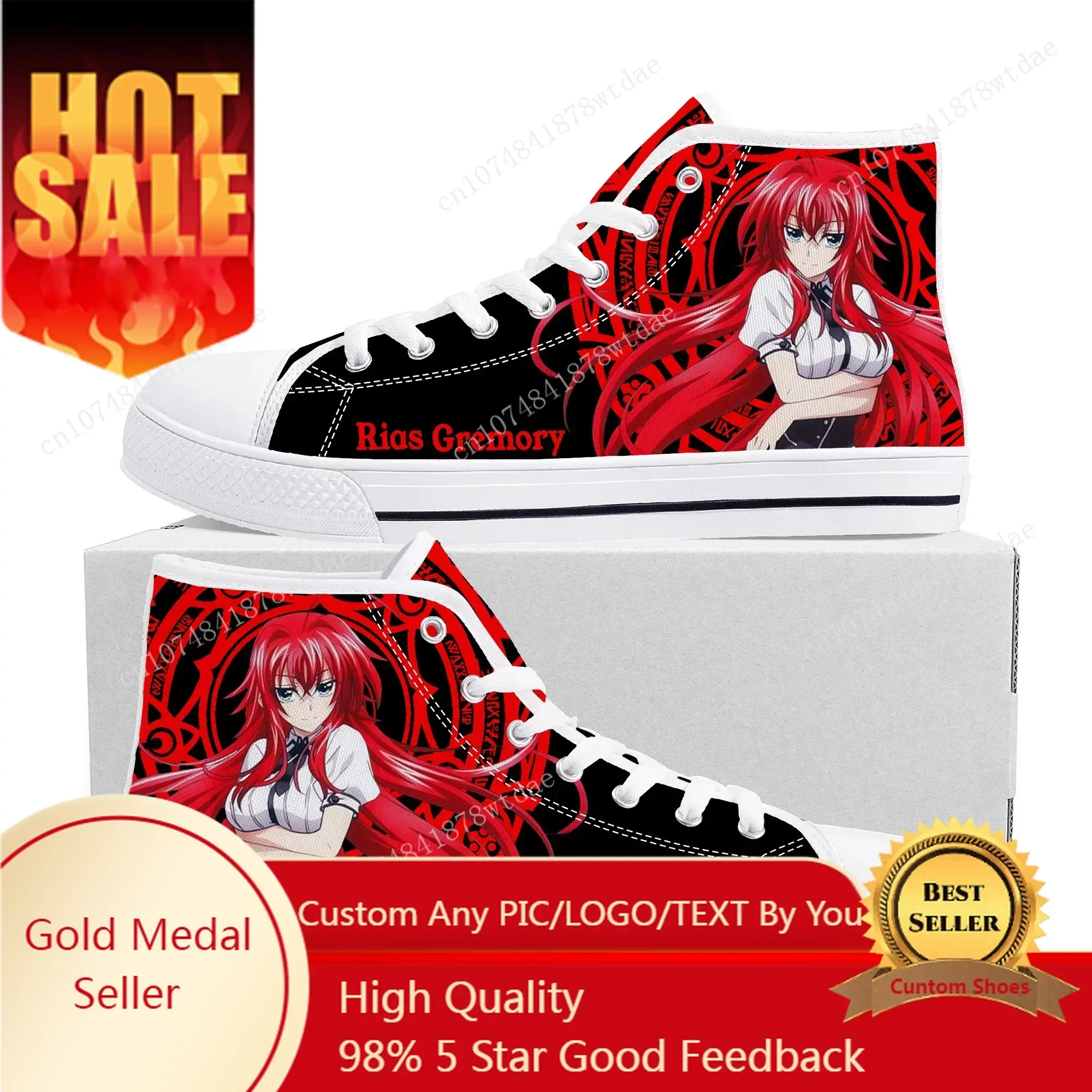 

Anime High School DxD High Top Sneakers Mens Womens Teenager Rias Gremory High Quality Canvas Sneaker Couple Customized Shoes