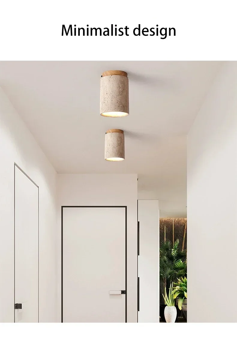 Japanese Wabi Sabi Style Yellow Cave Stone Ceiling Light Designer Retro Creative Entrance Hallway Foyer Balcony LED