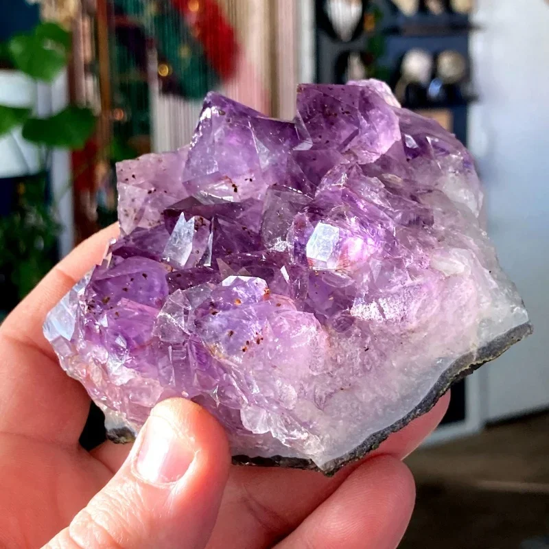 One Bohemian amethyst vein cluster Brazilian purple Druzy crystal cluster,irregular rough,unpolished gemstone,for Jewelry making