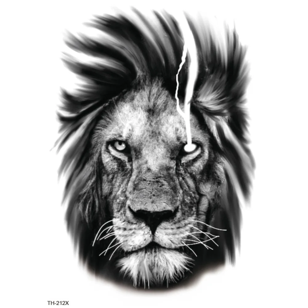 

Wash Painting Style Men's Temporary Tattoos Water Transfer Decals Instant Tiger Lion Wolf Tattoo Stickers Disposable Waterproof