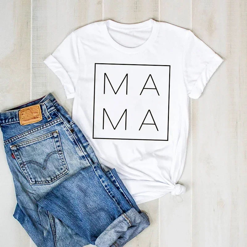 T Shirt Women Print Lady  Mama Letter Love Cute Mother Graphic Top Pretty Tee Nice Top Tshirt Womens Shirt Skin-Friendly Tees