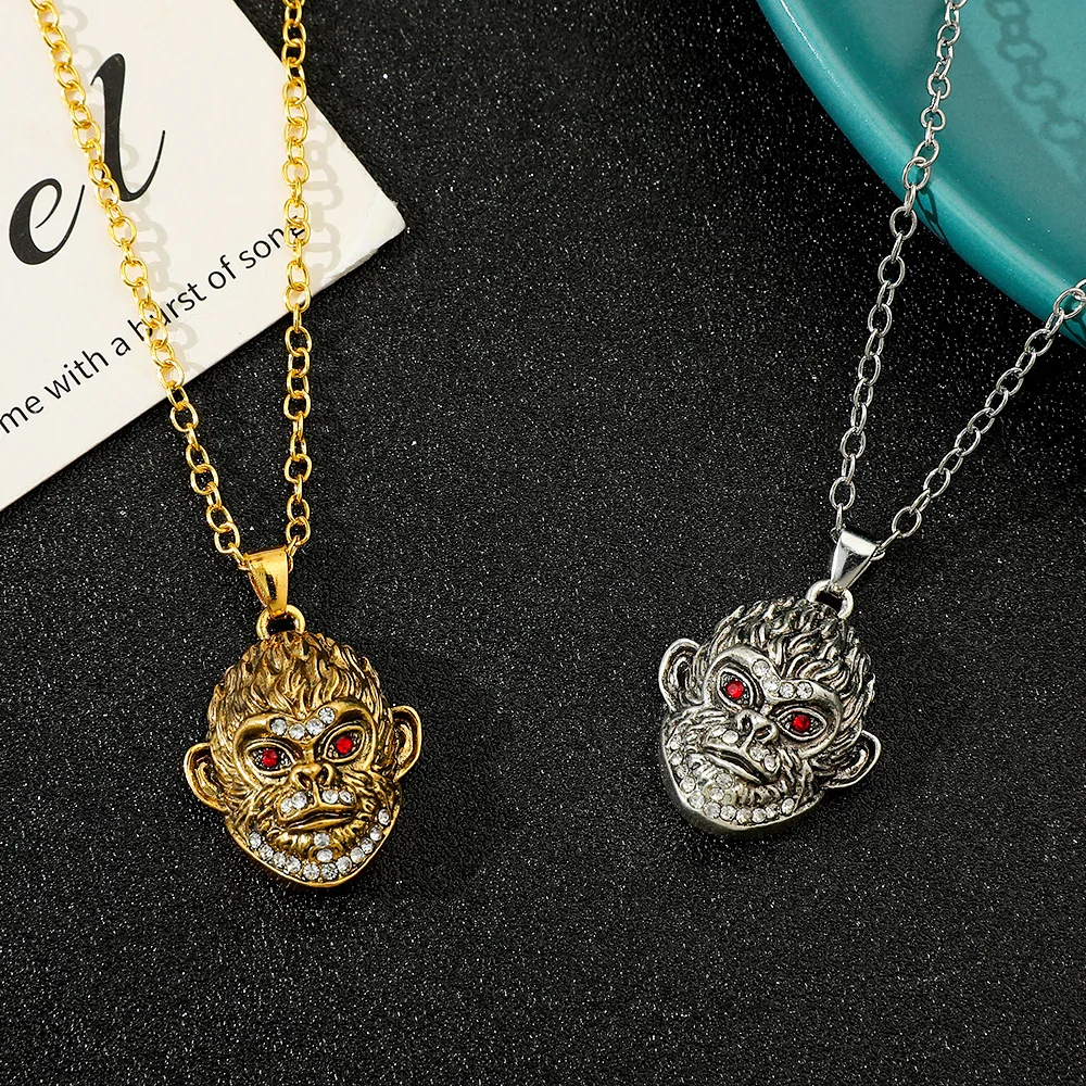 Black Myth Wukong Necklace Wukong Figure Fashionable Personality Design Pendant for Men Boy Cool Gift