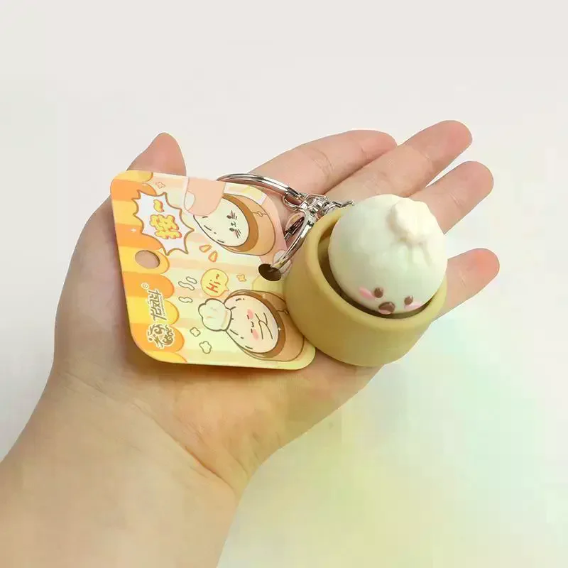 1/3Pcs Soft And Slow Rebound Kneading Decompression Bun Clicker Keychain Mini Steamed Bun Stress Relief Toys