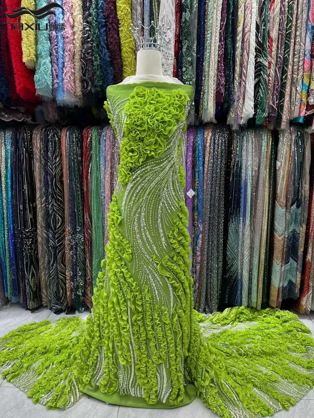 

Madison African Beads Lace Fabric 2026 High Quality French Nigerian 3d Sequins Mesh Lace Fabric for Women Wedding Party Dress