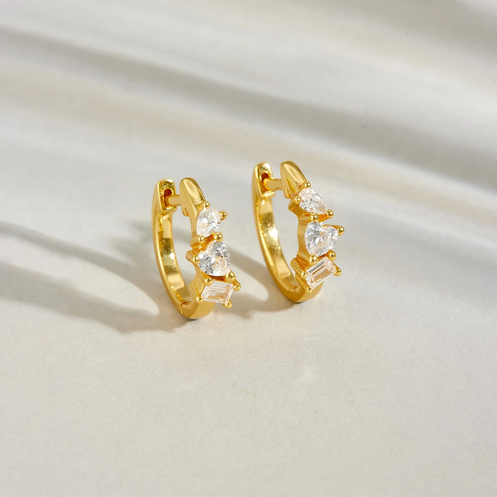 VEWANT Women 925 Sterling Silver Pear Heart Rectangle CZ Zircon Hoop Earrings Luxury Anniversary Fine Party Jewelry Gift
