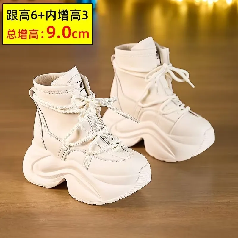 Women Platform Sneakers 9cm Height Increasing Chunky Casual Shoes Sports Vulcanized Shoes Woman Colorful Female Fashion Sneakers