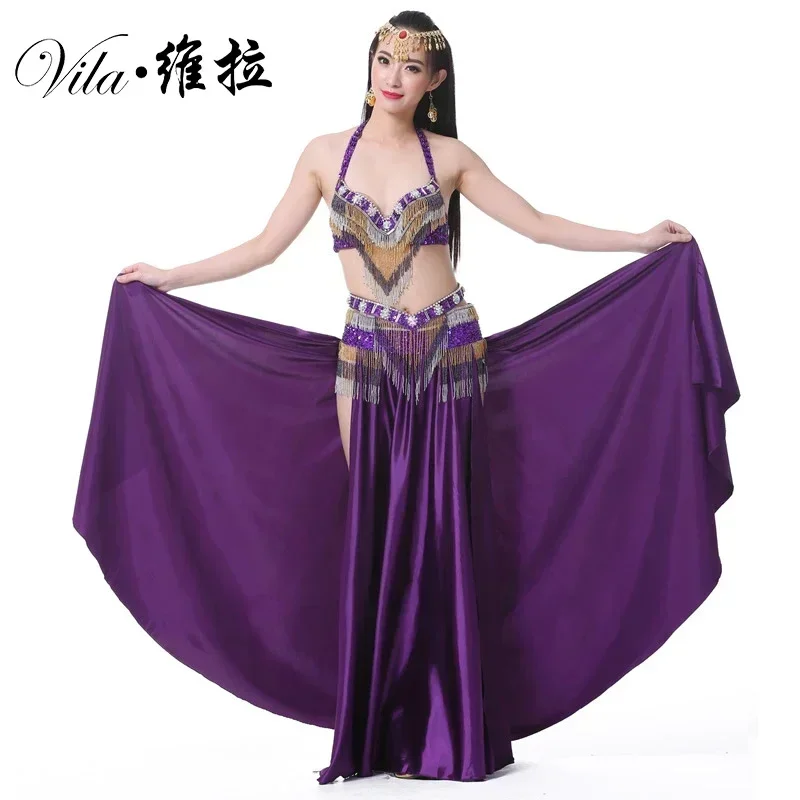 

Belly Dance Costume 34c/75c 3pcs Bra&Belt&Skirt Sexy Dancing Women Dance Clothes Set bellydance wear 6 color For Selection 867#