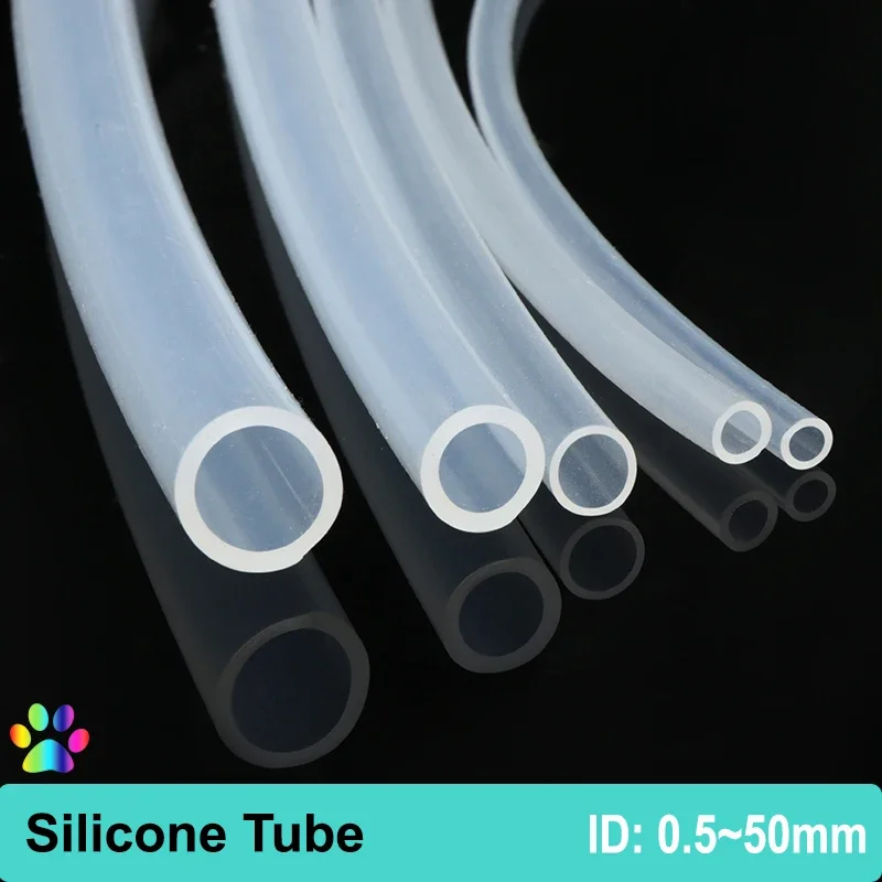 Manguera de goma de silicona de grado alimenticio, tubo de silicona Flexible transparente, diámetro 1, 2, 4, 5, 6, 7, 8, 9, 10, 11, 12, 14, 16, 18,