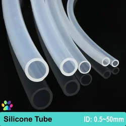 Manguera de goma de silicona de grado alimenticio, tubo de silicona Flexible transparente, diámetro 1, 2, 4, 5, 6, 7, 8, 9, 10, 11, 12, 14, 16, 18, 20, 30, 50mm, 1M