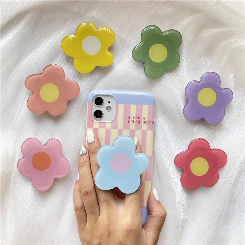Korea INS Flower Phone Holder Expandable Pop Socket Universal Grip Tok Epoxy Bracket Ring Finger Stand For Apple iPhone Samsung
